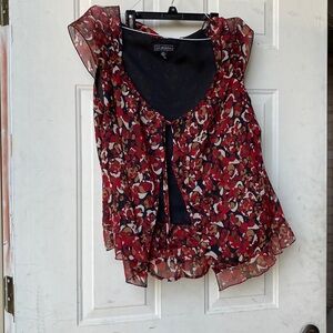 2pcs skirt set 100 percent polyester  burgundy brown red color mixed with white